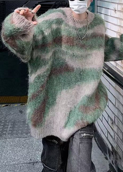 Chic Green Striped Patchwork Knit Mens Sweaters Winter RC028 ABC