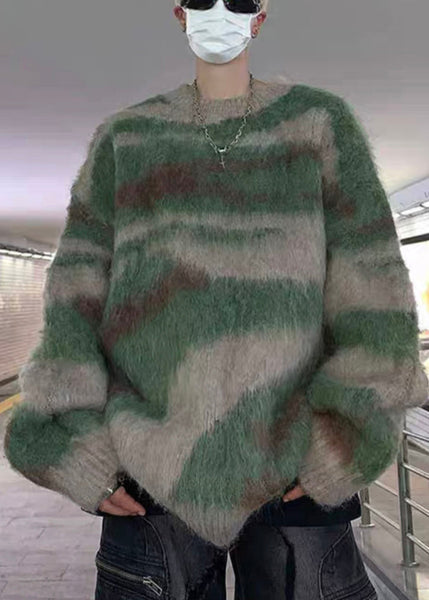 Chic Green Striped Patchwork Knit Mens Sweaters Winter RC028 ABC