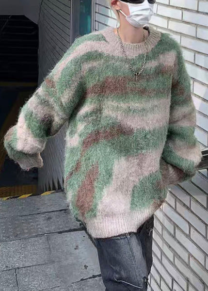 Chic Green Striped Patchwork Knit Mens Sweaters Winter RC028 ABC