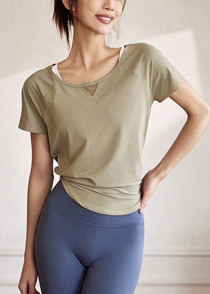 Tulle Patchwork Yoga Tank Chic Green Tops FashionChic