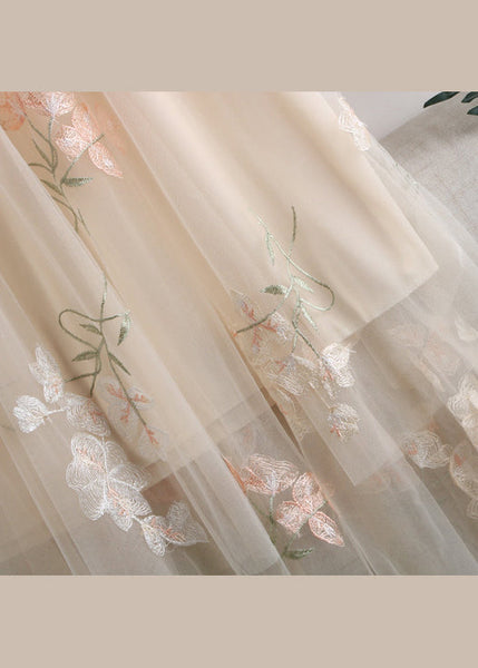 Chic Grey Embroidered Elastic Waist Tulle Skirts Spring QQ1055 Ada Fashion