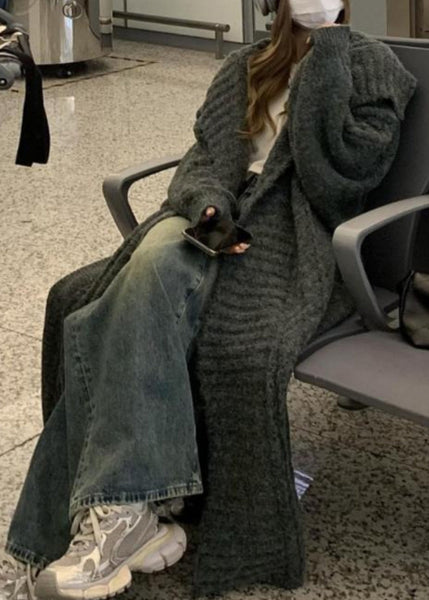 Chic Grey Peter Pan Collar Long Knit Loose Cardigans Fall RS052 ABC