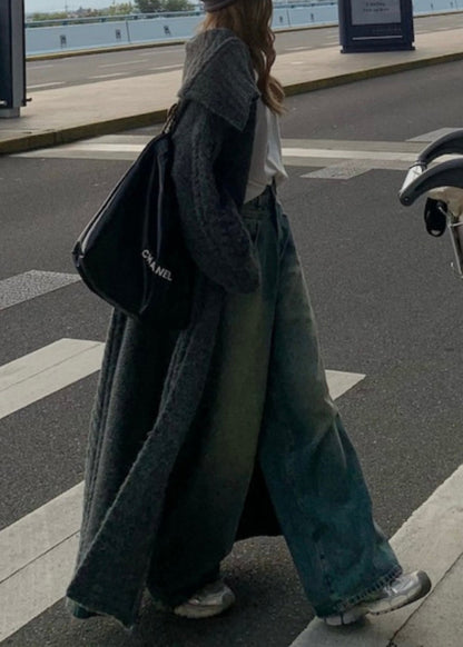 Chic Grey Peter Pan Collar Long Knit Loose Cardigans Fall RS052 ABC