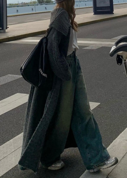 Chic Grey Peter Pan Collar Long Knit Loose Cardigans Fall RS052 ABC