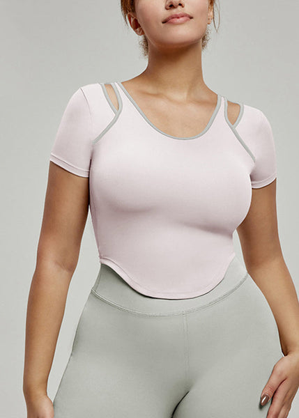 Hollow Patchwork Chic Yoga Tops Khaki Tank Summer Out FashionChic