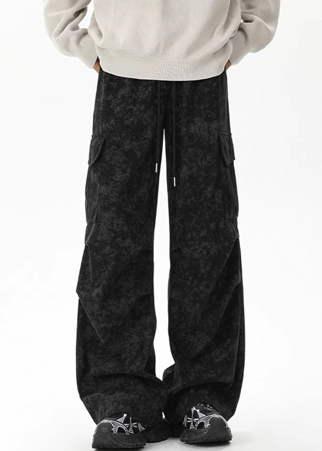 Corduroy Dye Tie Pants Chic Waist Men Khaki Pockets Elastic FashionChic