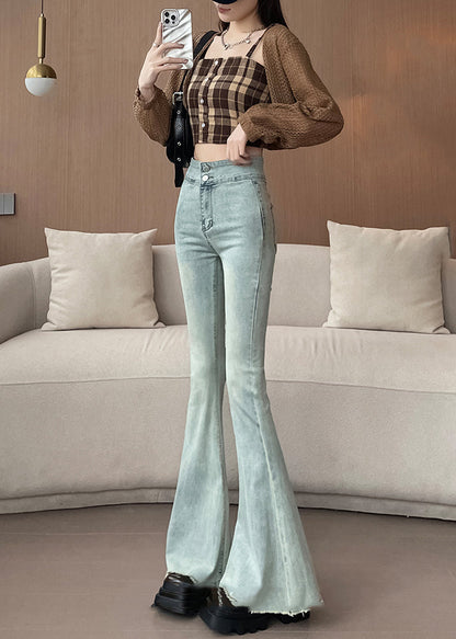 Chic Light Blue High Waist Denim Bell-bottom Trousers Spring YP025 ABC