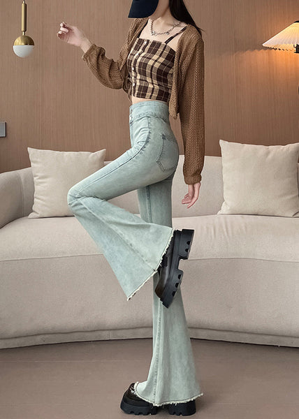 Chic Light Blue High Waist Denim Bell-bottom Trousers Spring YP025 ABC