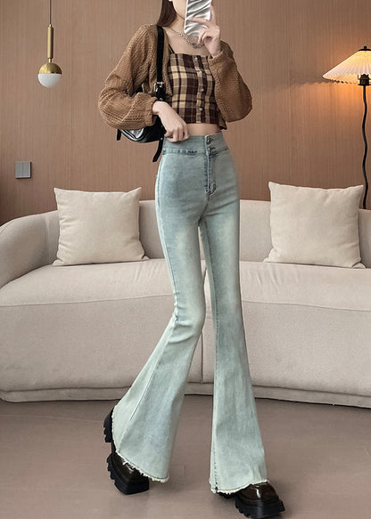 Chic Light Blue High Waist Denim Bell-bottom Trousers Spring YP025 ABC