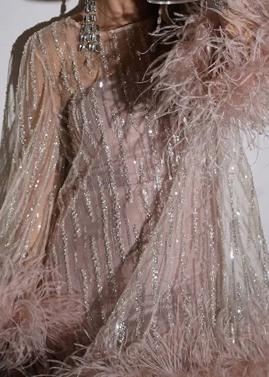 Tulle Patchwork Mid Sequins Chic Light Spring Pink Dress Fluffy FashionChic