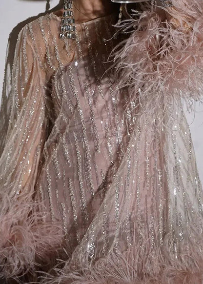 Tulle Patchwork Mid Sequins Chic Light Spring Pink Dress Fluffy FashionChic