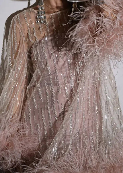 Tulle Patchwork Mid Sequins Chic Light Spring Pink Dress Fluffy FashionChic