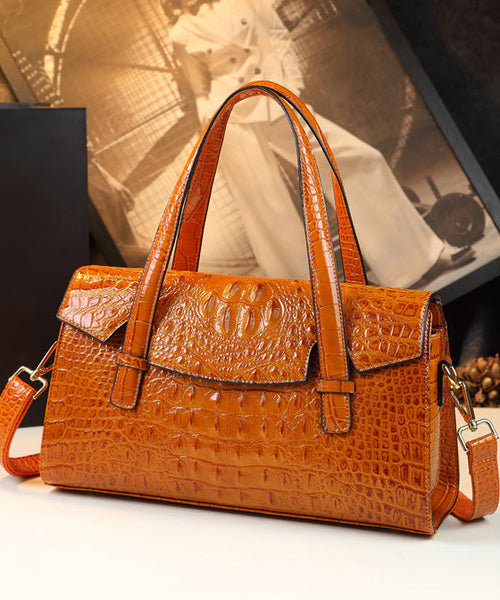 Chic Orange Alligator Pattern Faux Leather Tote Handbag YX003 ABC