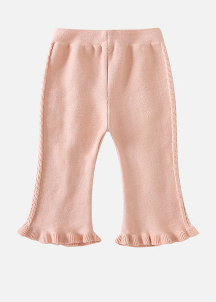 Chic Pink Fuzzy Fur Fluffy Patchwork Cotton Knit Kids Sweaters And Pants Two Pieces Set Winter TR021 ABC