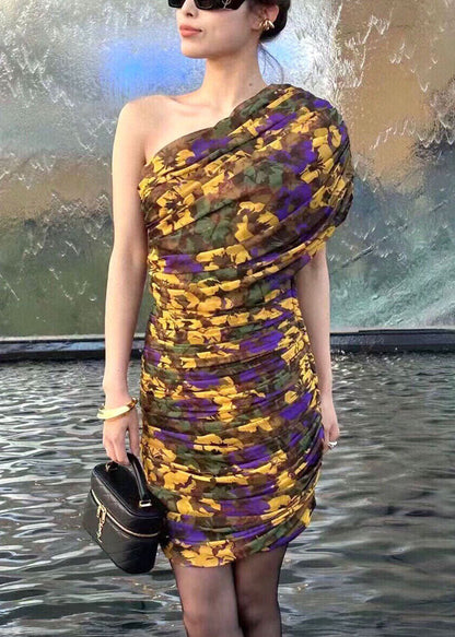 Chic Pink Print Wrinkled Cotton Mid Dress Summer KK064 SH-LF-SDM240602