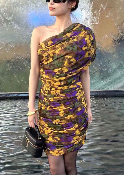 Chic Pink Print Wrinkled Cotton Mid Dress Summer KK064 SH-LF-SDM240602