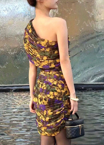 Chic Pink Print Wrinkled Cotton Mid Dress Summer KK064 SH-LF-SDM240602