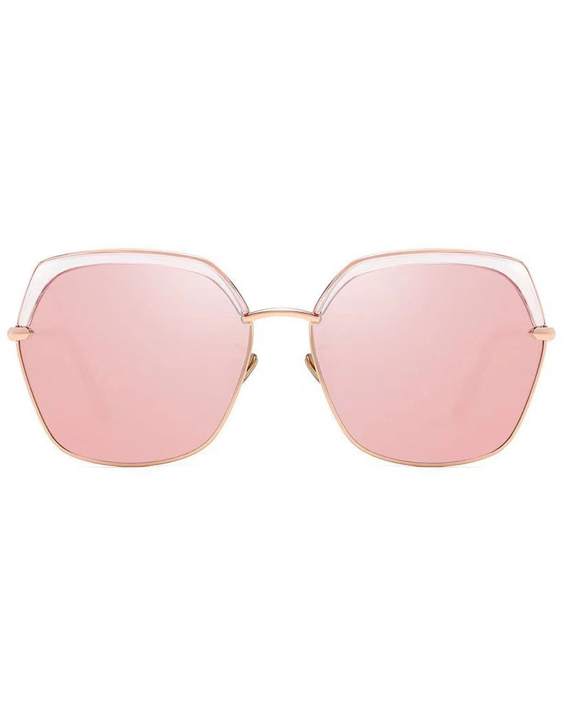 Chic Pink Sun Protection And Large Frame Round Face Sunglasses XS1062 Ada Fashion