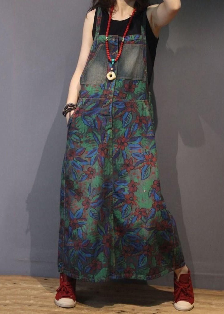 Chic Print Pockets High Waist Denim Straps Dress Sleeveless MN048 MMDM-SDL240704