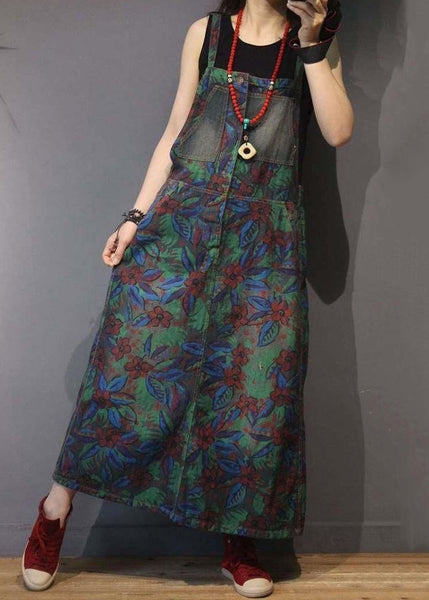 Chic Print Pockets High Waist Denim Straps Dress Sleeveless MN048 MMDM-SDL240704