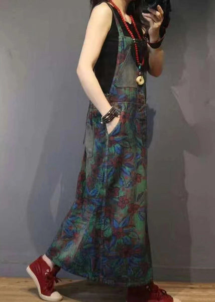 Chic Print Pockets High Waist Denim Straps Dress Sleeveless MN048 MMDM-SDL240704