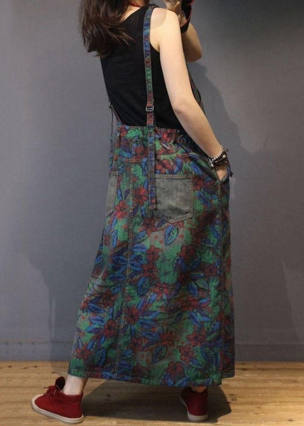 Chic Print Pockets High Waist Denim Straps Dress Sleeveless MN048 MMDM-SDL240704