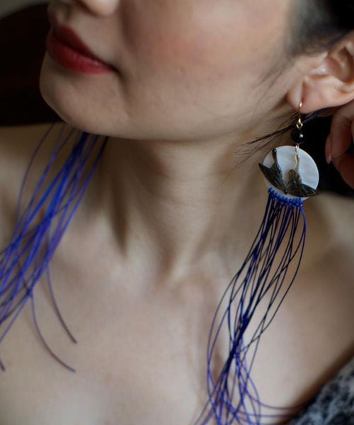 Shell Alloy Butterfly Chic Tassel Earrings Drop Purple Agate FashionChic