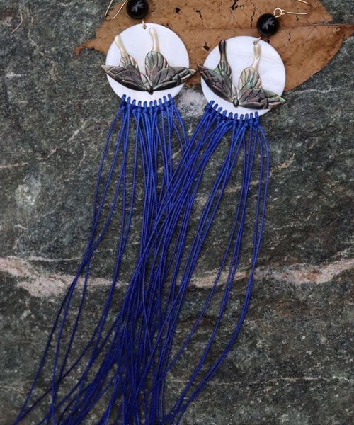 Shell Alloy Butterfly Chic Tassel Earrings Drop Purple Agate FashionChic