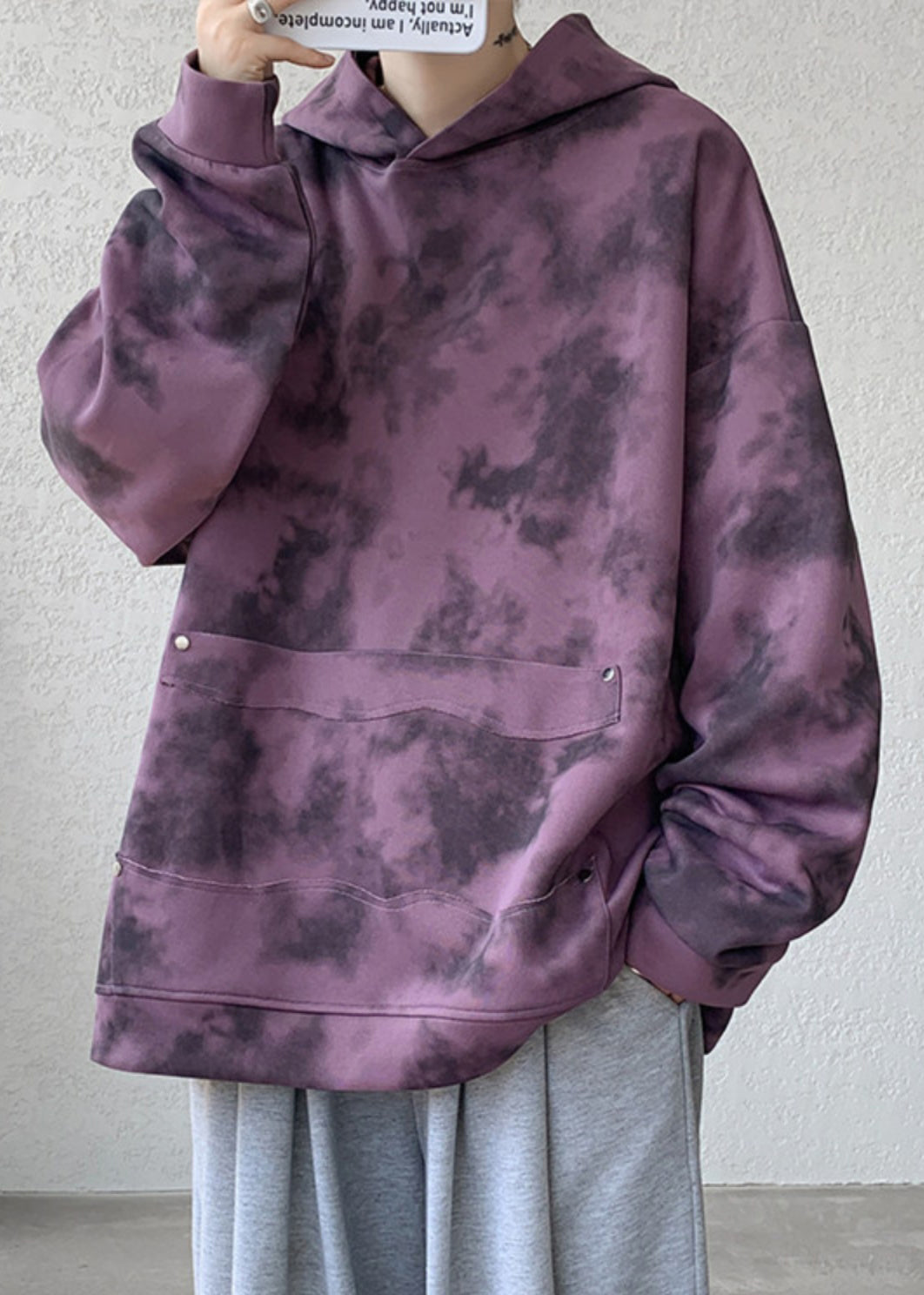 Chic Purple Hooded Tie Dye Cotton Men Sweatshirt Fall RP053 ABC