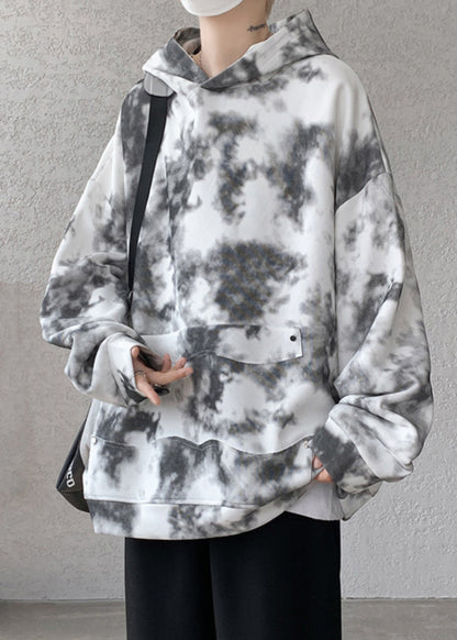 Chic Purple Hooded Tie Dye Cotton Men Sweatshirt Fall RP053 ABC