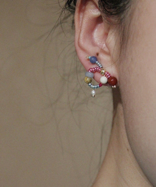 Silver Stud Bow Sterling Overgild Rainbow Jade Agate Chic FashionChic