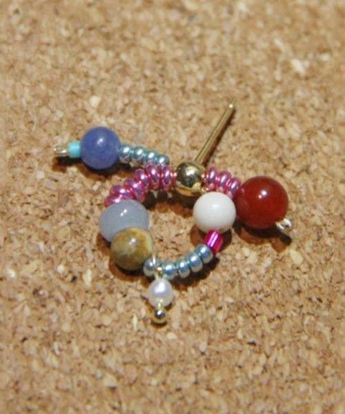 Silver Stud Bow Sterling Overgild Rainbow Jade Agate Chic FashionChic