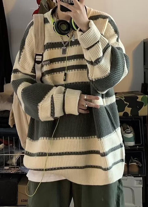 Chic Rainbow Striped Cozy Knit Mens Sweaters Winter QF025 MENSW241016