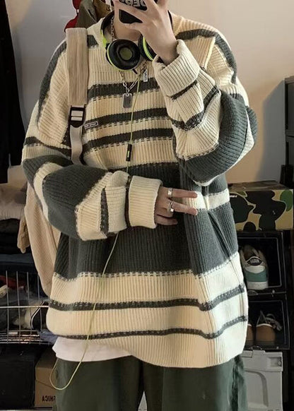 Chic Rainbow Striped Cozy Knit Mens Sweaters Winter QF025 MENSW241016