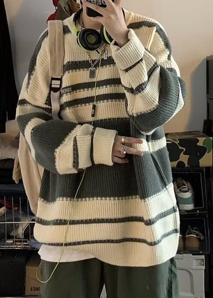Chic Rainbow Striped Cozy Knit Mens Sweaters Winter QF025 MENSW241016