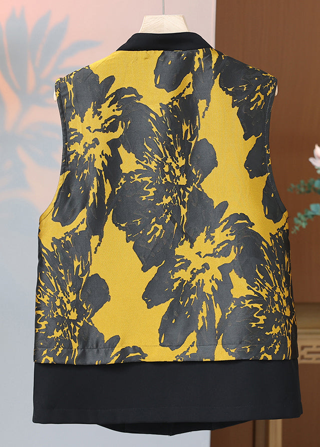 Chic Red O Neck Print Button Silk Waistcoat Sleeveless QO059 MZF-CTS241008