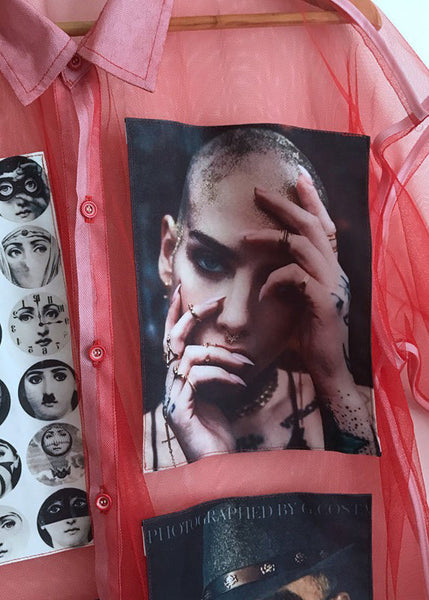 Chic Red Peter Pan Collar Print Blouses Long Sleeve ZL050 SH-LF-LTP240621