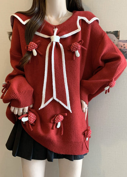 Chic Red Sailor Collar Thick Knit Sweaters Winter RG033 ABC
