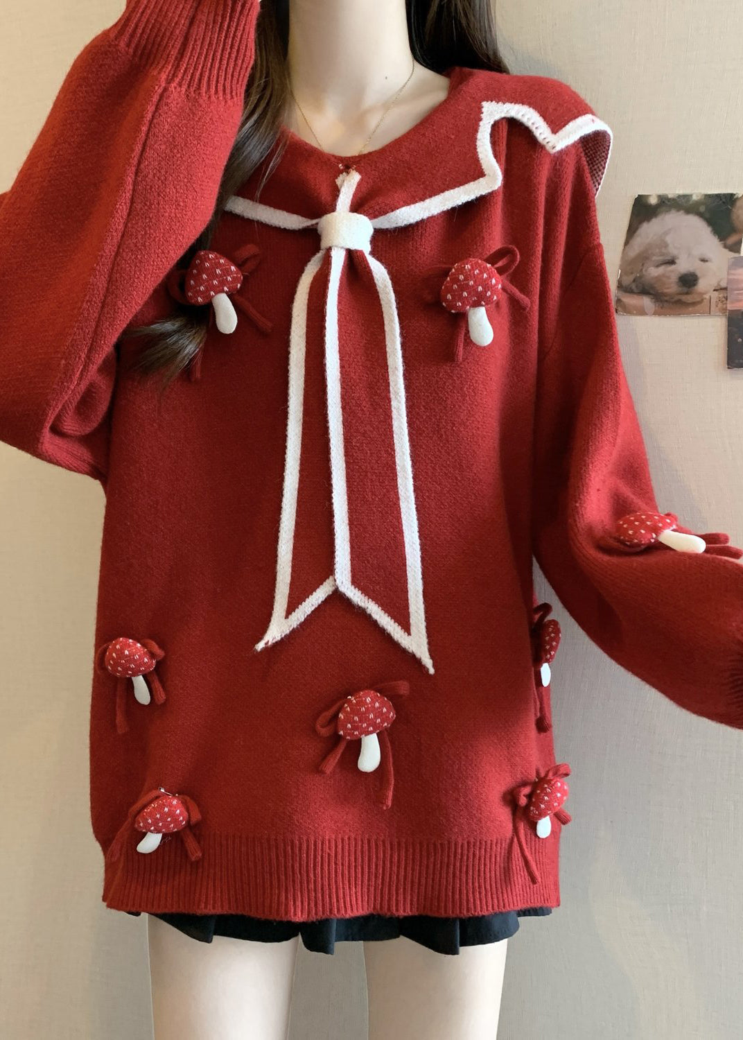 Chic Red Sailor Collar Thick Knit Sweaters Winter RG033 ABC