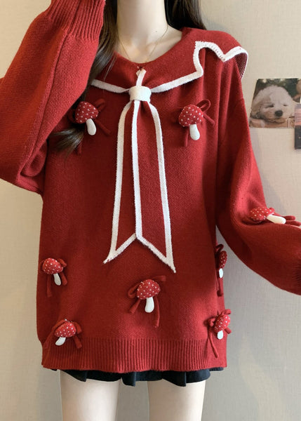 Chic Red Sailor Collar Thick Knit Sweaters Winter RG033 ABC