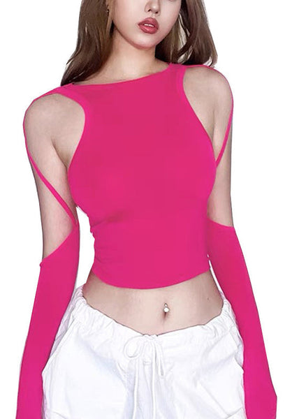 Shoulder Top Asymmetrical Chic Summer Rose Cold FashionChic