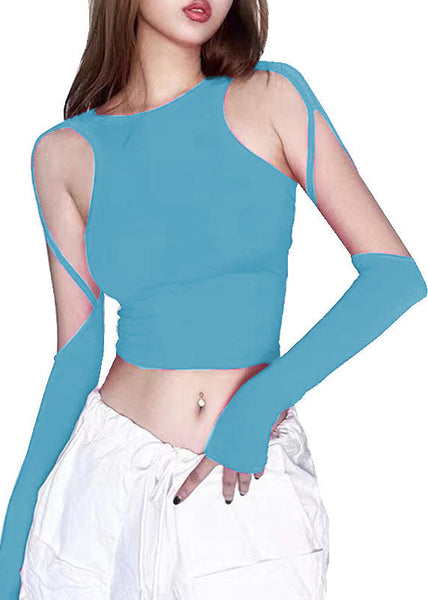 Shoulder Top Asymmetrical Chic Summer Rose Cold FashionChic