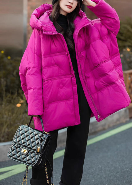 Chic Rose Hooded Duck Down Puffer Jacket Winter MZF-DJK250315