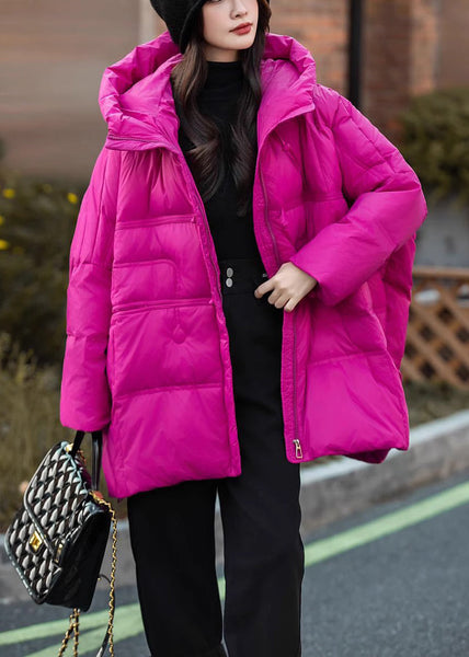 Chic Rose Hooded Duck Down Puffer Jacket Winter MZF-DJK250315