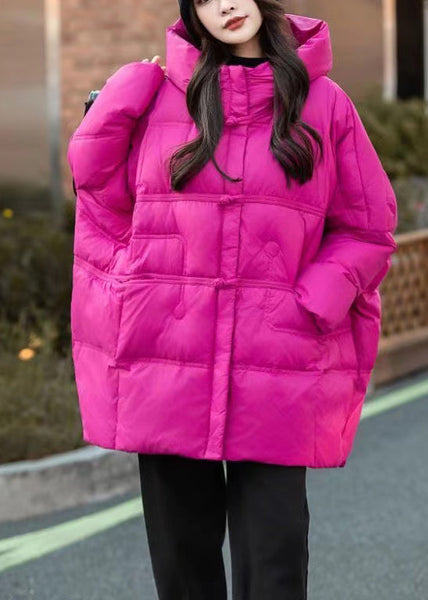 Chic Rose Hooded Duck Down Puffer Jacket Winter MZF-DJK250315