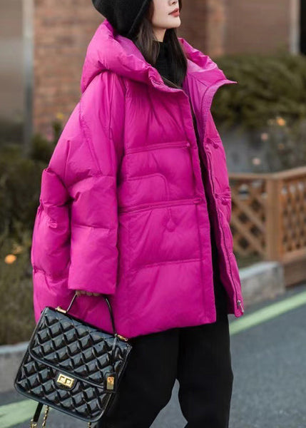 Chic Rose Hooded Duck Down Puffer Jacket Winter MZF-DJK250315