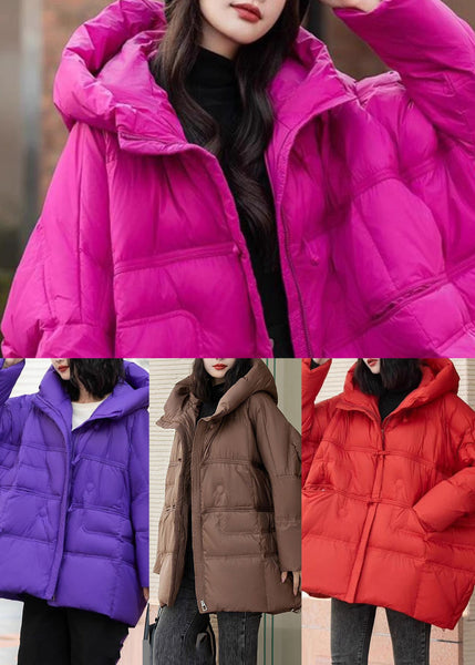Chic Rose Hooded Duck Down Puffer Jacket Winter MZF-DJK250315