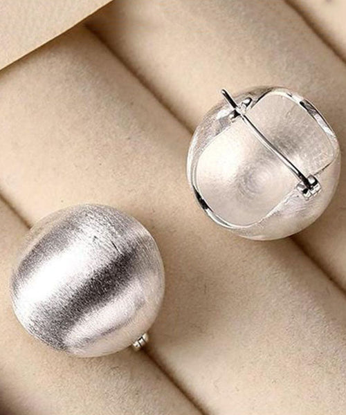Sanding Spherical SIlk Sterling Chic Hoop Earrings Silver FashionChic
