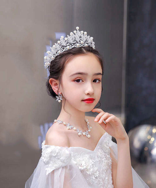 Chic Silk Alloy Zircon Pearl Hollow Out Girl Crown IU047 TZ-FQ-HAI240802