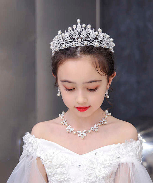 Chic Silk Alloy Zircon Pearl Hollow Out Girl Crown IU047 TZ-FQ-HAI240802